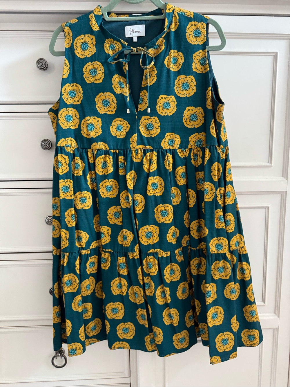 Woman’s Jo FlowerTeal & Yellow Floral Tiered Dress